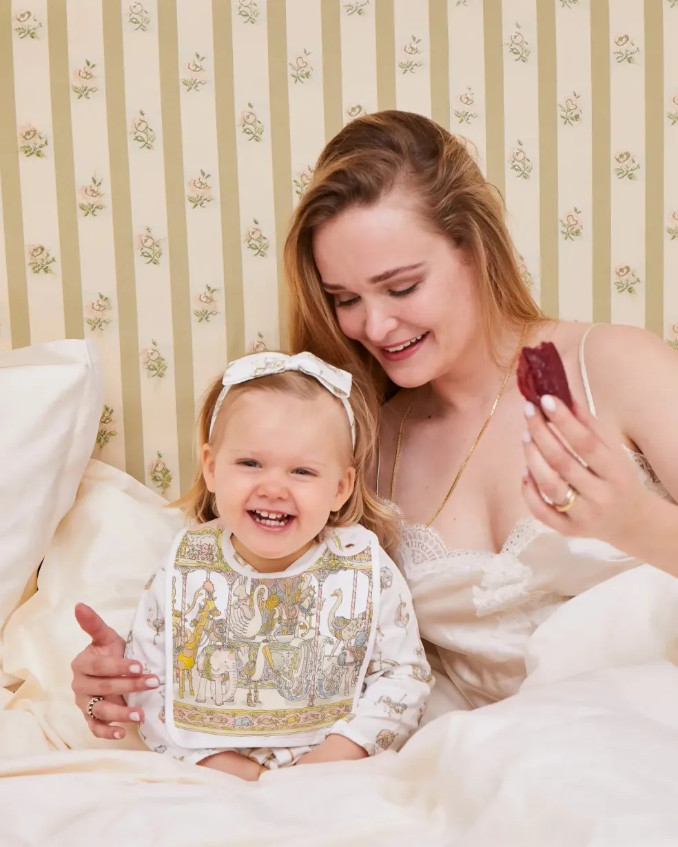 Atelier Choux Satin Bib Carousel Pink