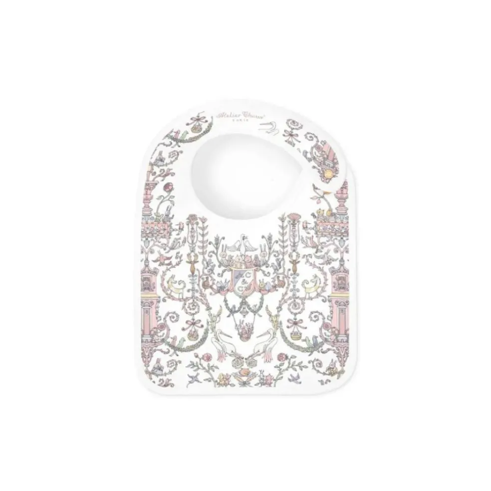 Atelier Choux Satin Bib Toile de Jouy Pink