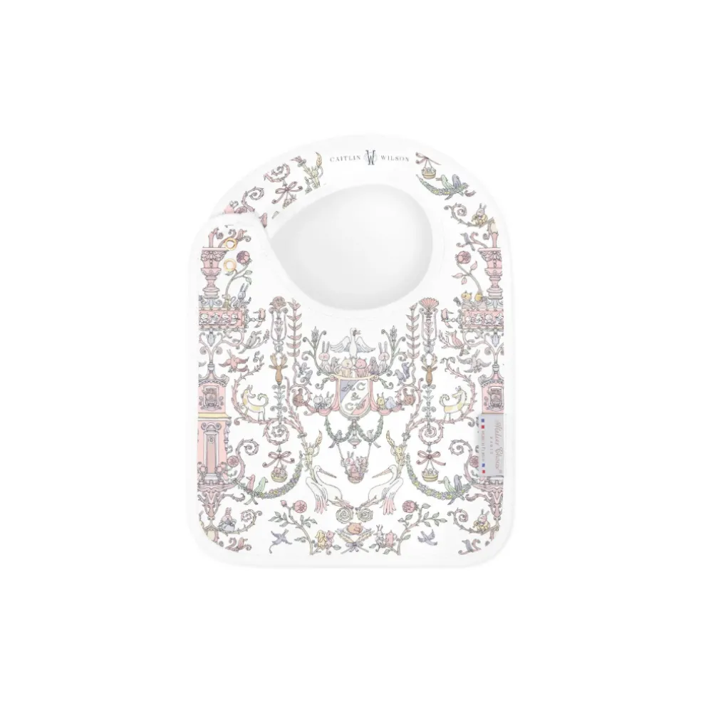 Atelier Choux Satin Bib Toile de Jouy Pink