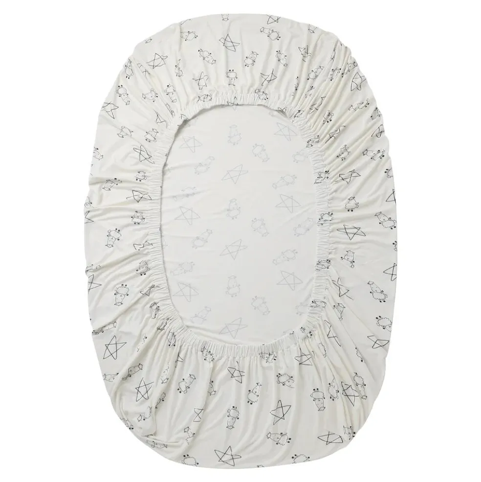 Baa Baa Sheepz Mattress Sheet Cute Big Star & Sheepz White