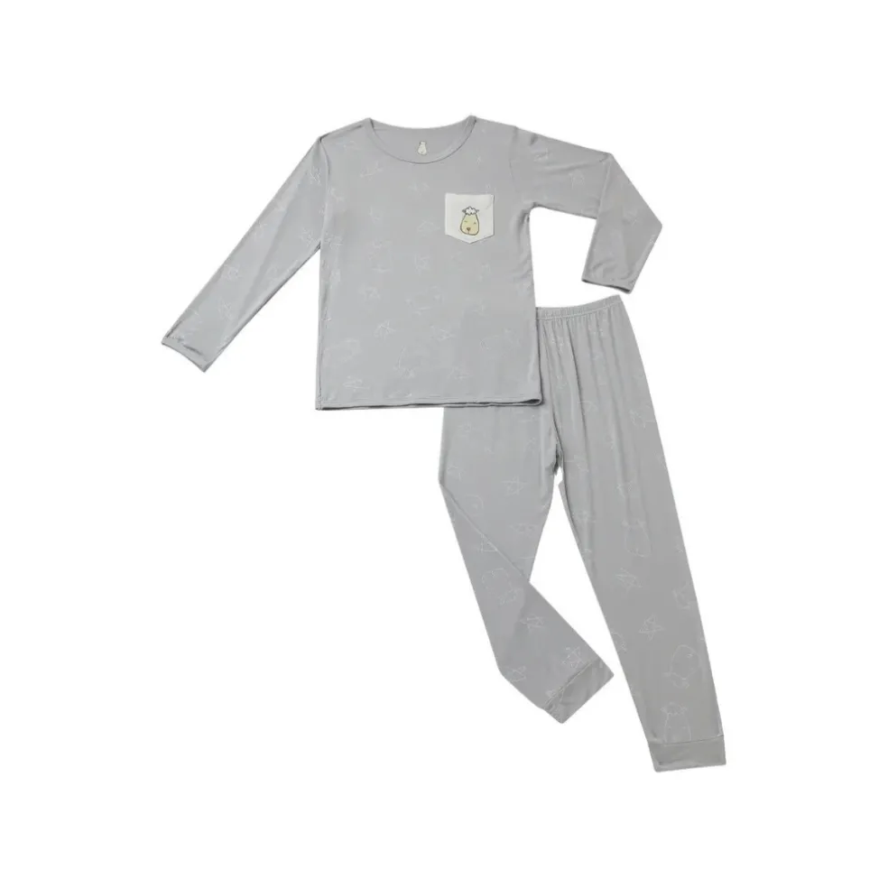 Baa Baa Sheepz Pyjamas Set Cute Big Star & Head - Grey