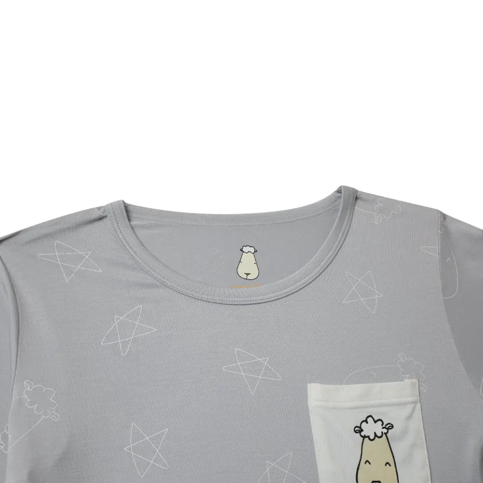 Baa Baa Sheepz Pyjamas Set Cute Big Star & Head - Grey