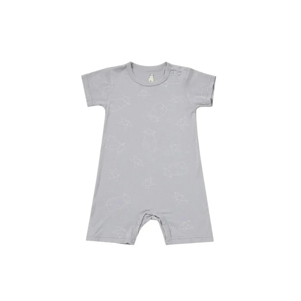 Baa Baa Sheepz Romper Short Sleeve Cute Big Star & Head - Grey