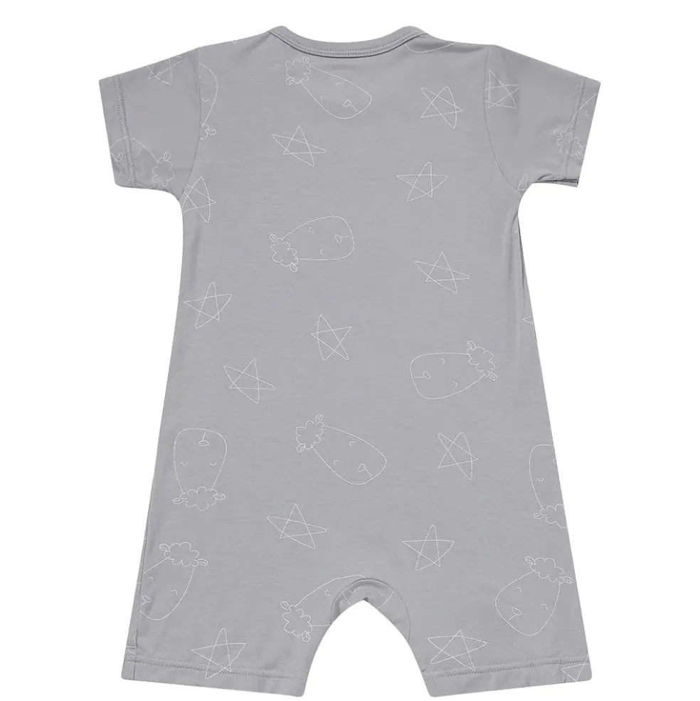 Baa Baa Sheepz Romper Short Sleeve Cute Big Star & Head - Grey