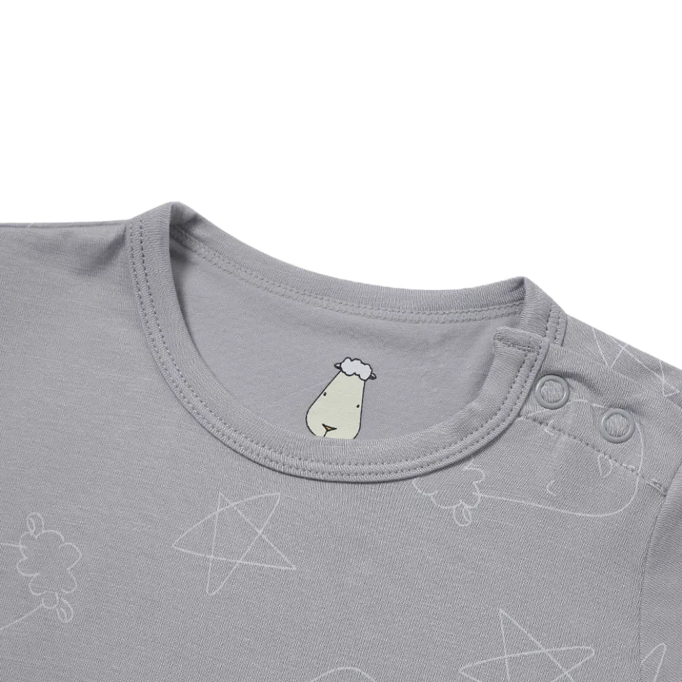 Baa Baa Sheepz Romper Short Sleeve Cute Big Star & Head - Grey