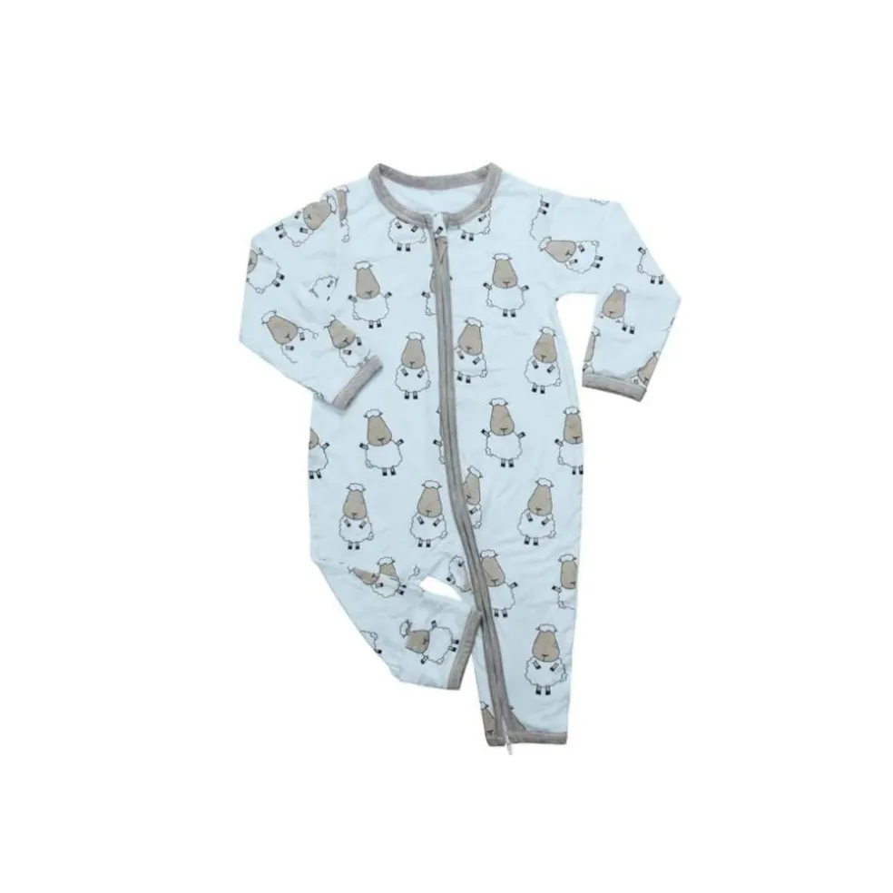 Baa Baa Sheepz Romper Zip Big Sheepz Blue with Grey Border