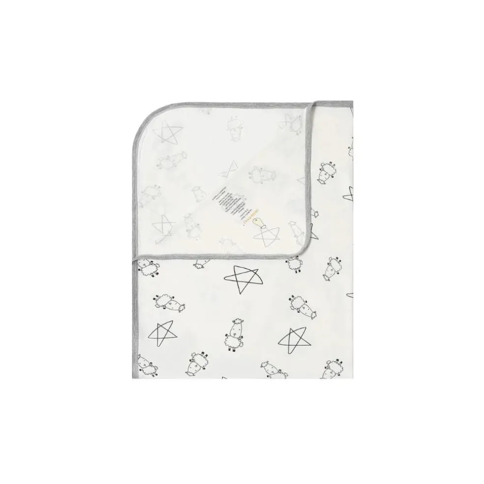 Baa Baa Sheepz Single Layer Blanket Cute Big Star & Sheepz White (0 - 36M)