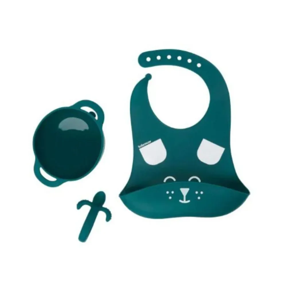 Babymoov First ISY 3-Piece Silicone Bowl, Spoon & Bib Baby Weaning Set