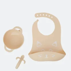 Babymoov First ISY 3-Piece Silicone Bowl, Spoon & Bib Baby Weaning Set