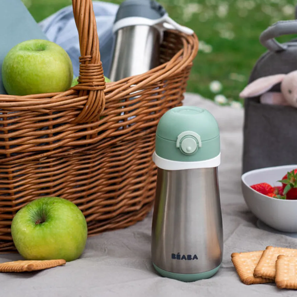 Beaba Stainless Steel Spout Bottle 350 ml Sage Green