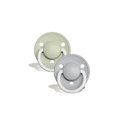 BIBS De Lux Silicone Pacifier Twin Pack 0-3 Year Sage Night/Cloud Night
