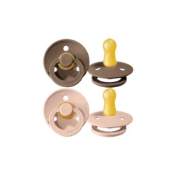 BIBS Natural Rubber Pacifier Twin Pack - Woodchuck & Blush 6-18Months