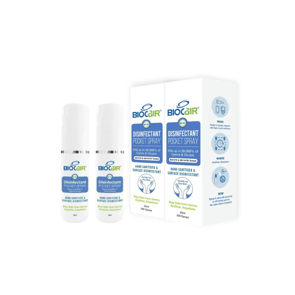 Biocair Disinfectant Pocket Spray 50ML (Twin Pack)