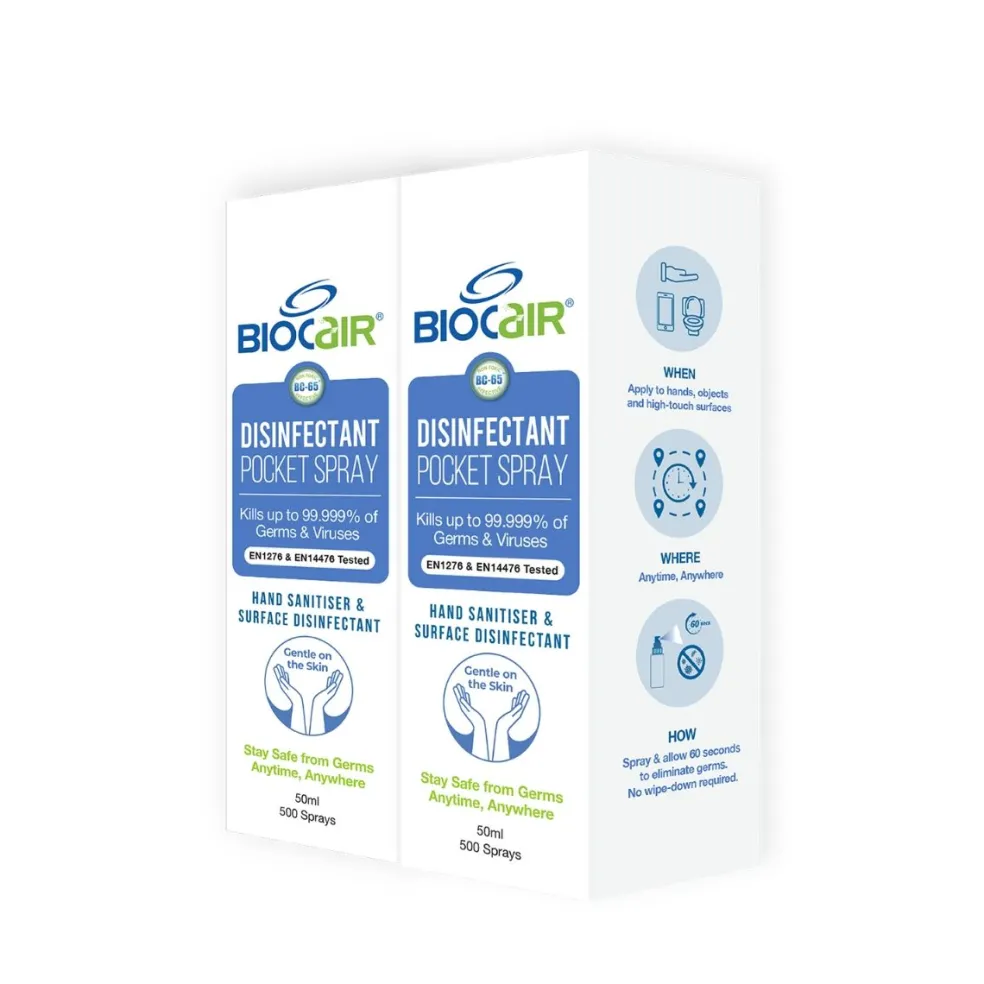 Biocair Disinfectant Pocket Spray 50ML (Twin Pack)