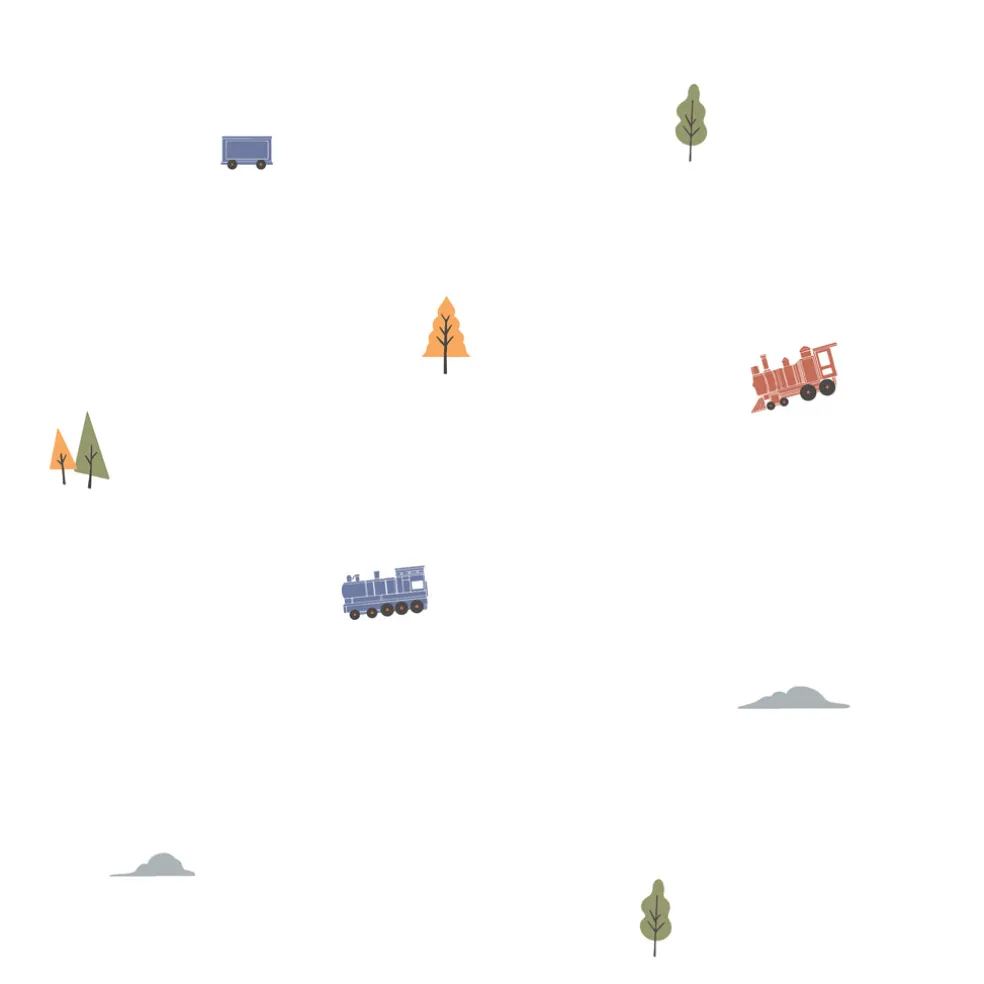 Blue Trains Fabric Decal by Little Rei x Urban Li'l