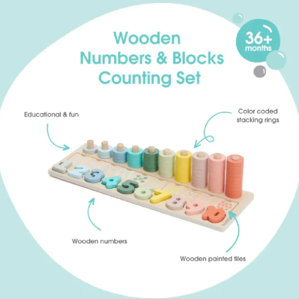 Bubble Wooden Numbers & Blocks Counting Set