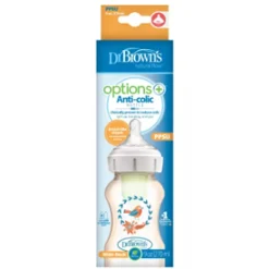 Dr Brown's Options+ PPSU Wide Neck Baby Feeding Bottle with Deco (1-pack) 9oz/270ml