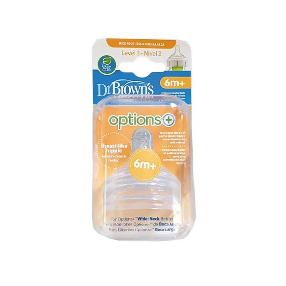 Dr Brown's Wide Neck Silicone Options+ Nipple 2 pack