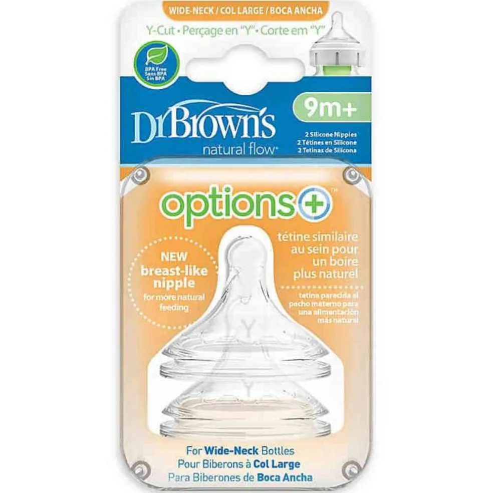 Dr Brown's Wide Neck Silicone Options+ Nipple 2 pack