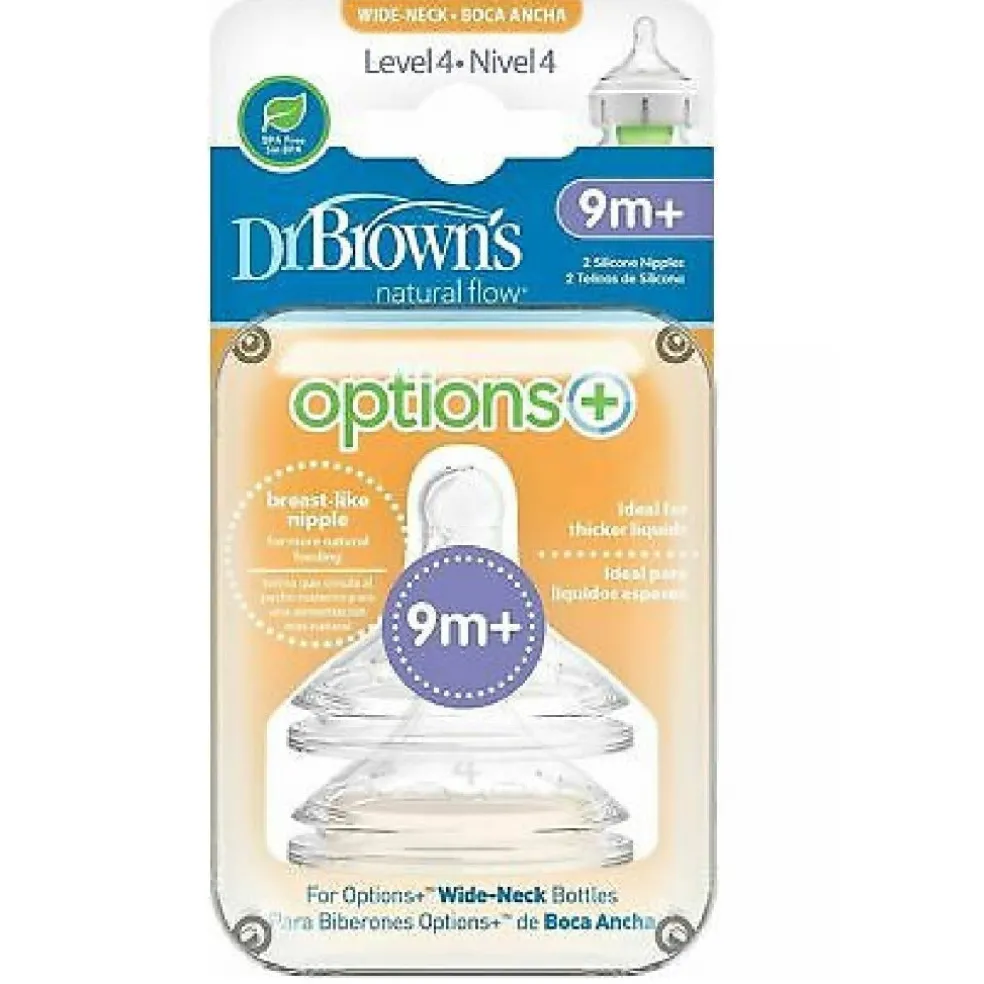 Dr Brown's Wide Neck Silicone Options+ Nipple 2 pack
