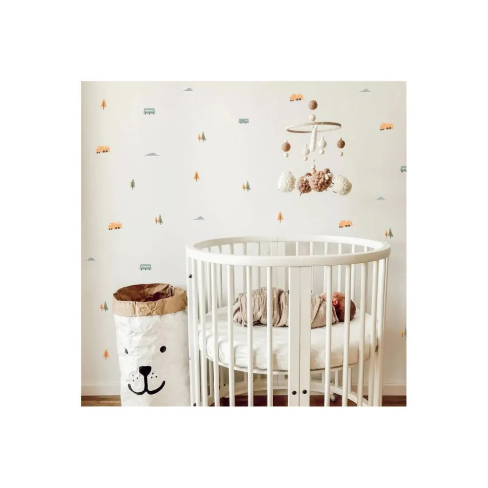 Green Trains Fabric Decal by Little Rei x Urban Li'l