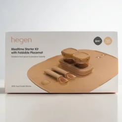 Hegen Mealtime Starter Kit with Foldable Placemat (Taupe)