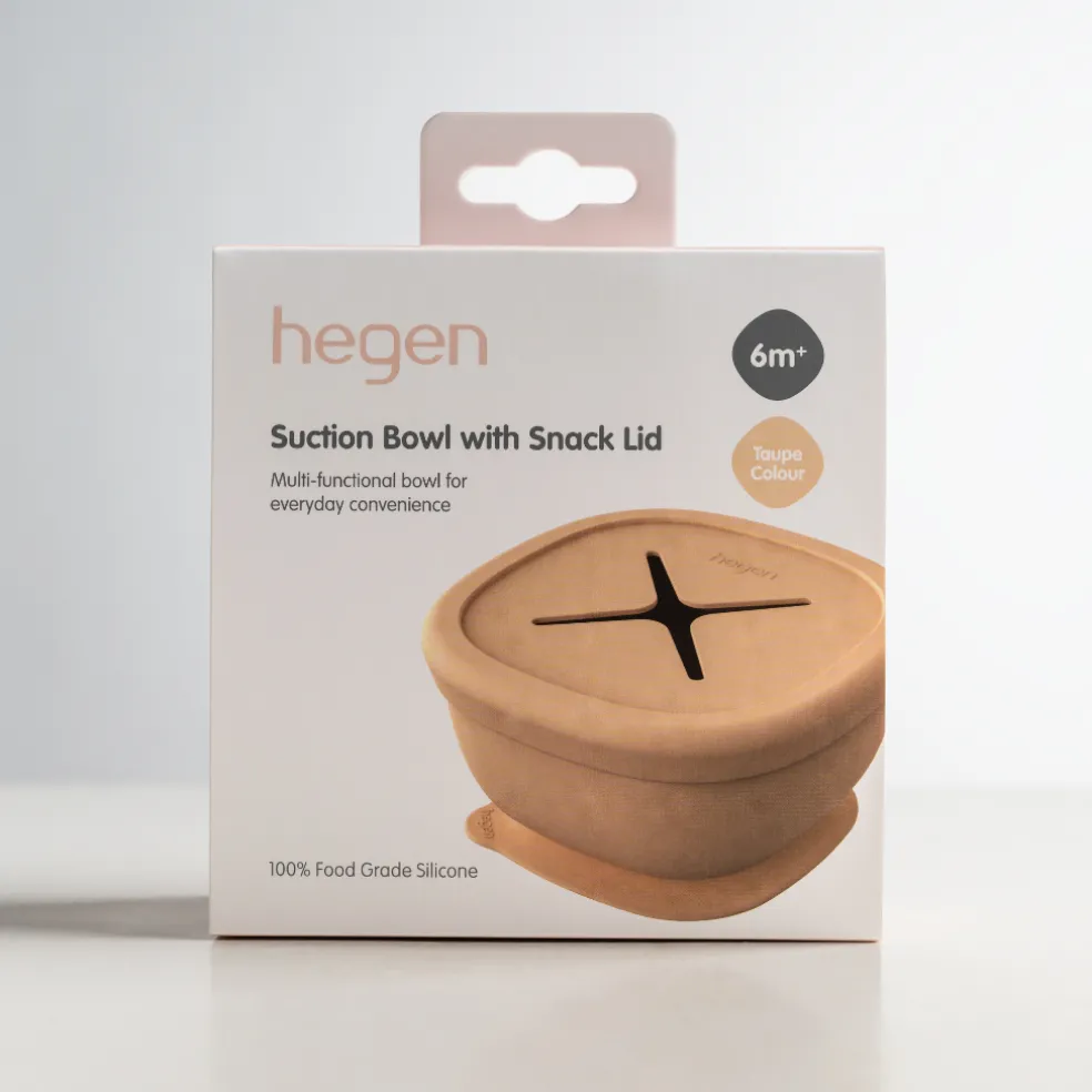 Hegen Suction Bowl with Snack Lid (Taupe)