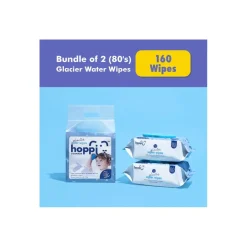 Hoppi Glacier Water Wipes [Bundle of 2] (2x80 Wipes)
