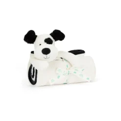 Jellycat Bashful Black & Cream Puppy Blankie