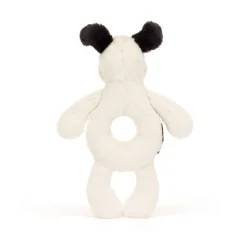 Jellycat Bashful Black & Cream Puppy Ring Rattle