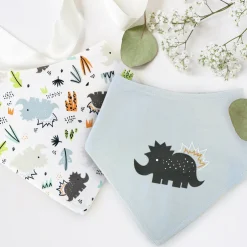 Kushies Bandana Bib 2 Pack - Dino