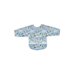 Kushies Clean Bib with Sleeves Blue Rock