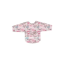 Kushies Clean Bib with Sleeves Pink Love