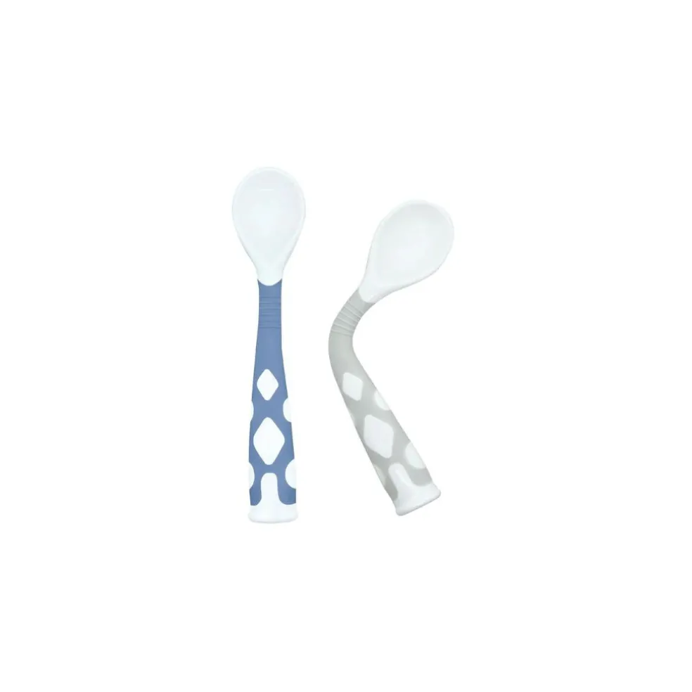 Kushies Silibend Bendable Spoon 2 Pack - Mineral Blue / Day Dream Grey