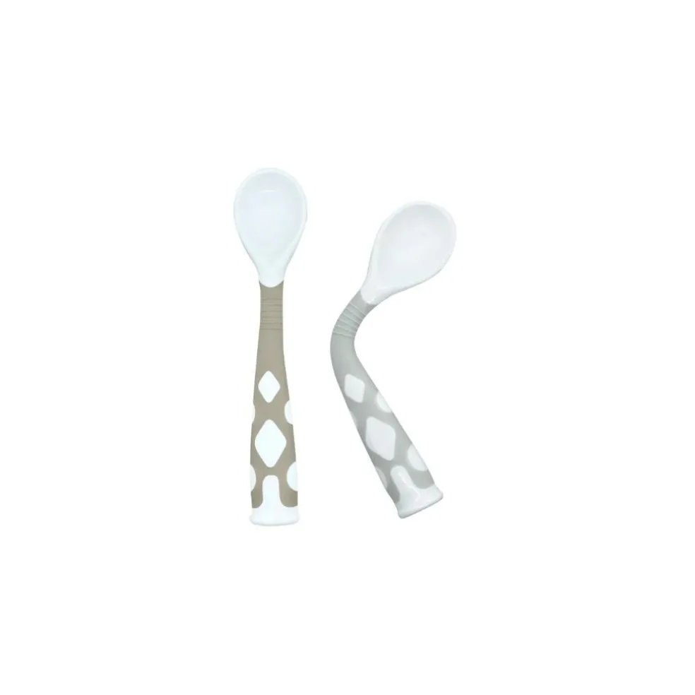 Kushies Silibend Bendable Spoon 2 Pack - Toasted Almond/Day Dream Grey