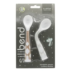 Kushies Silibend Bendable Spoon 2 Pack - Toasted Almond/Day Dream Grey