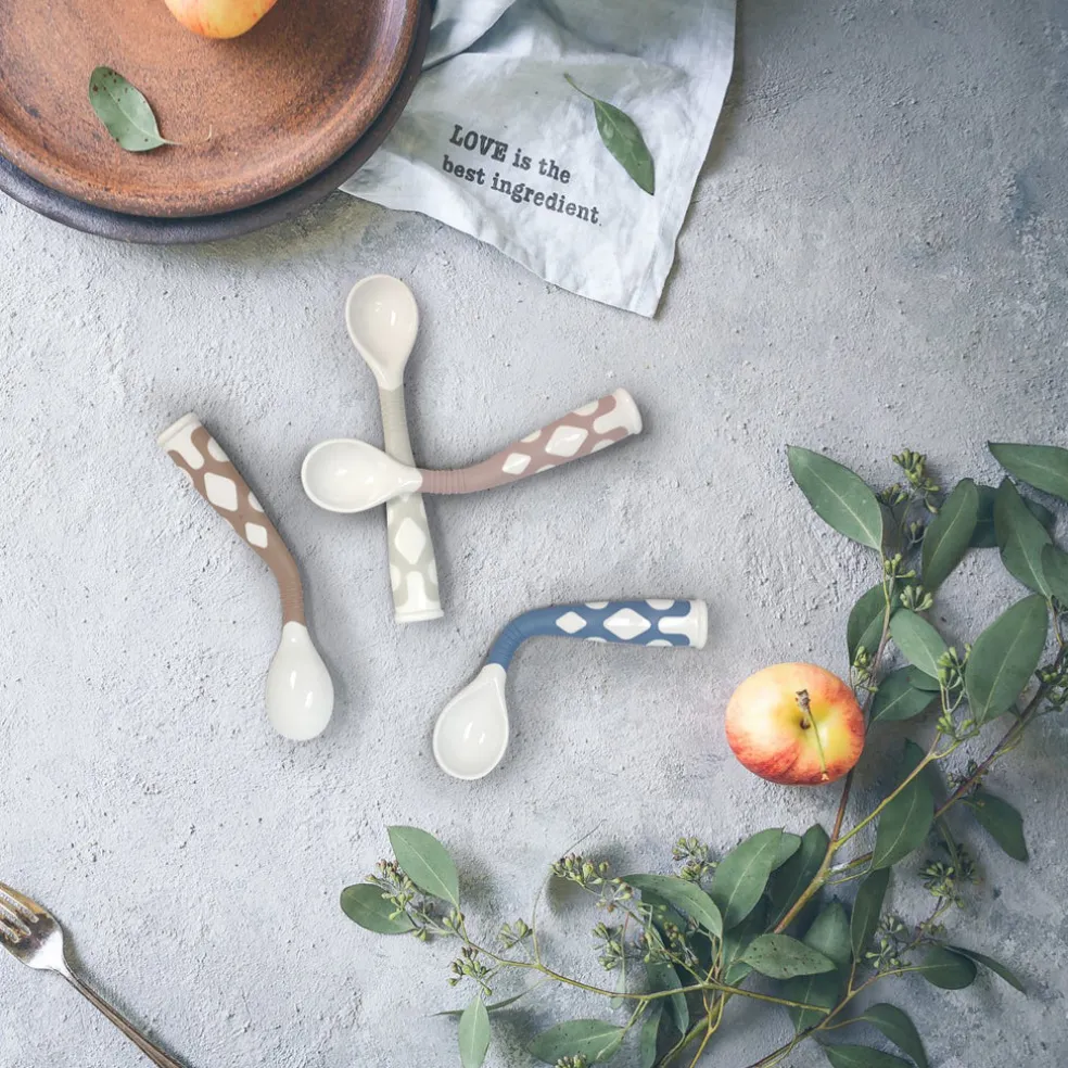 Kushies Silibend Bendable Spoon 2 Pack - Toasted Almond/Day Dream Grey