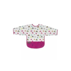 Kushies Waterproof Clean Bib with Sleeves White Doodle Hearts