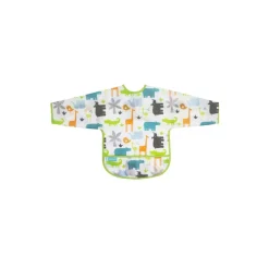 Kushies Waterproof Clean Bib with Sleeves White Jungle