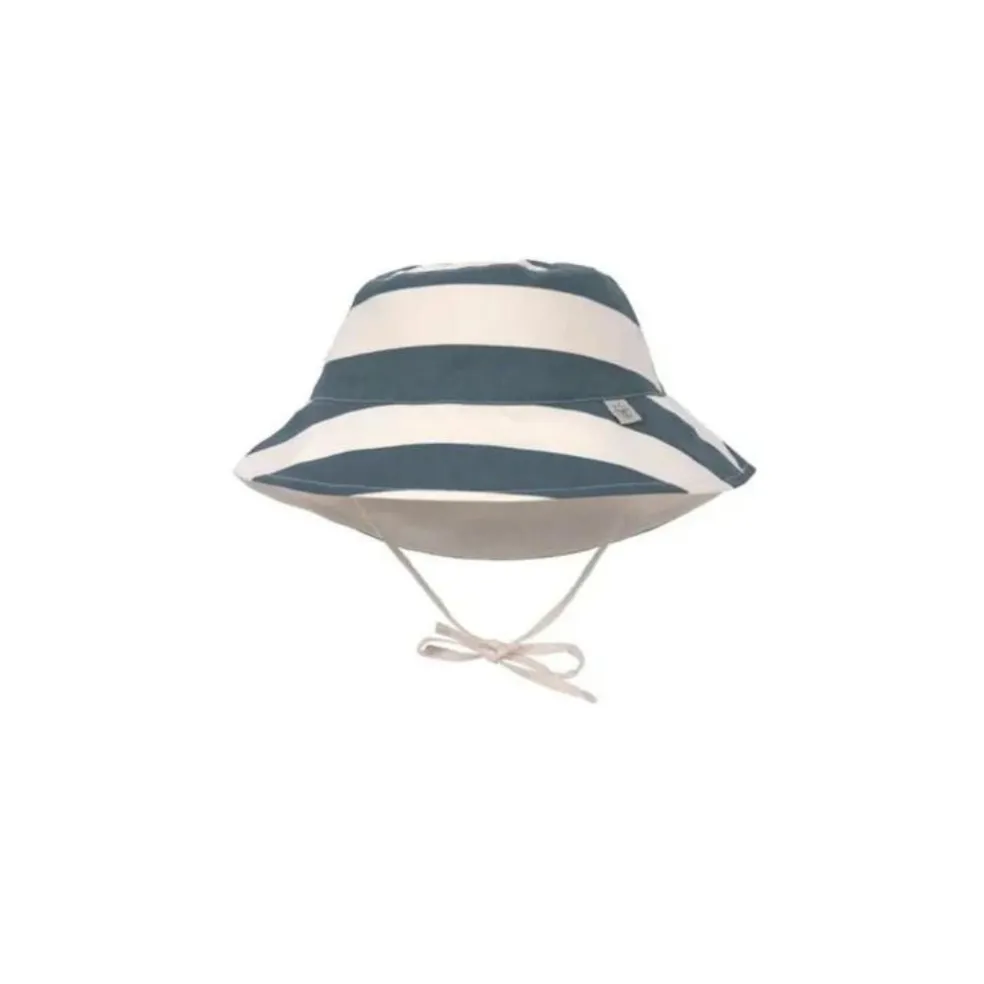 Lassig Sun Protection Bucket Hat, Block Stripes Milky Blue