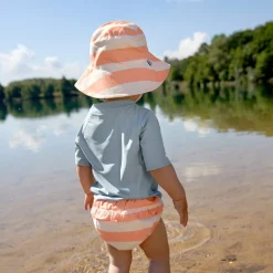 Lassig Sun Protection Bucket Hat, Block Stripes Milky Peach