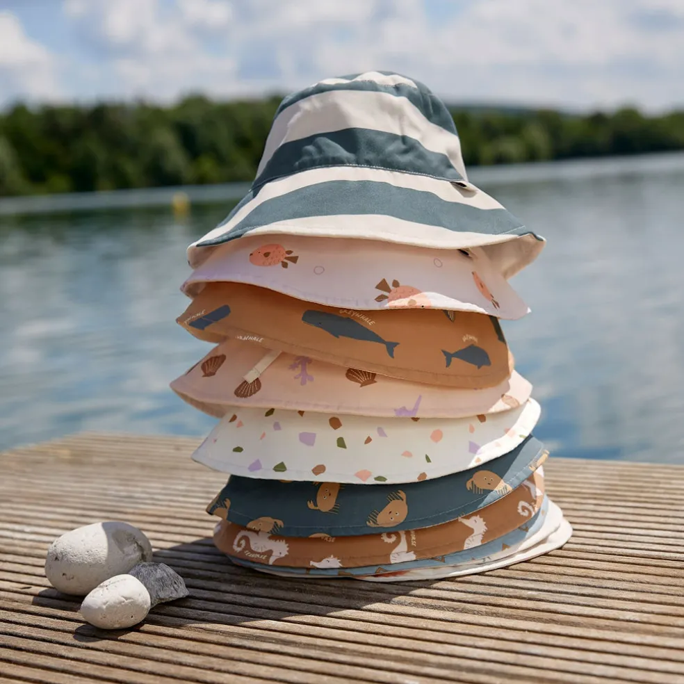 Lassig Sun Protection Bucket Hat, Block Stripes Milky Peach