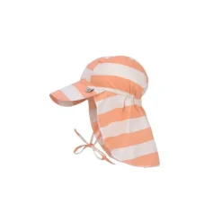 Lassig Sun Protection Flap Hat, Block Strips Peach