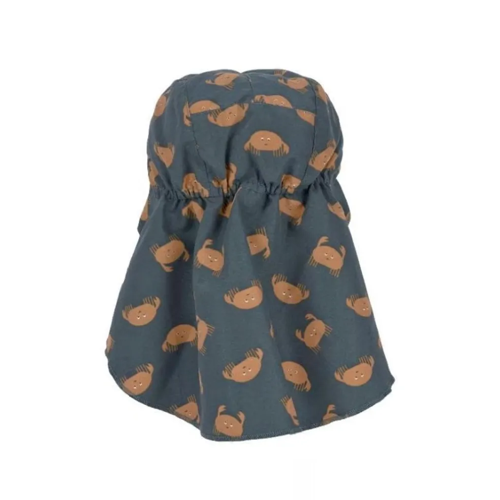 Lassig Sun Protection Flap Hat, Crabs Blue