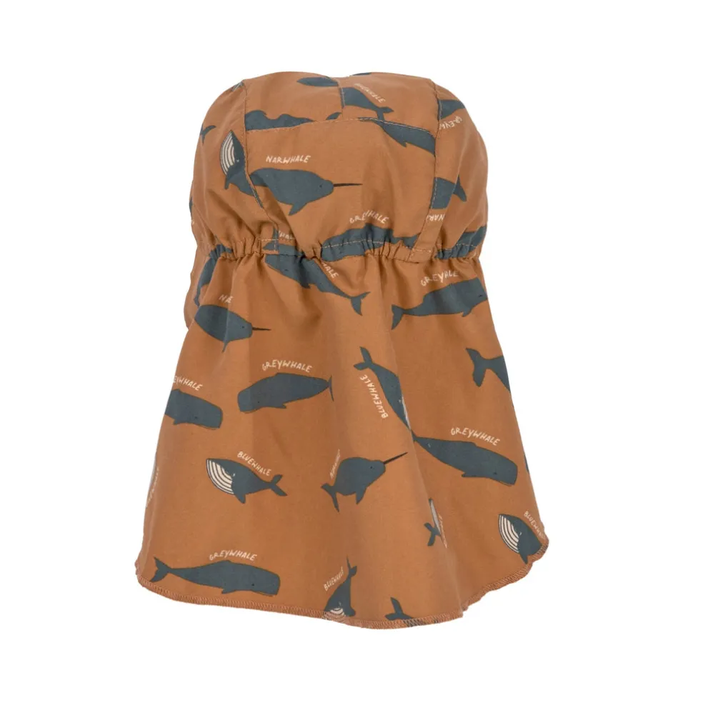 Lassig Sun Protection Flap Hat, Whale Caramel
