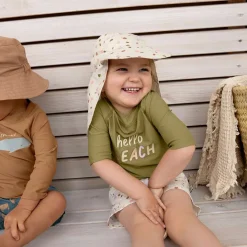 Lassig Sun Protection Flap Hat, Pebbles Milky