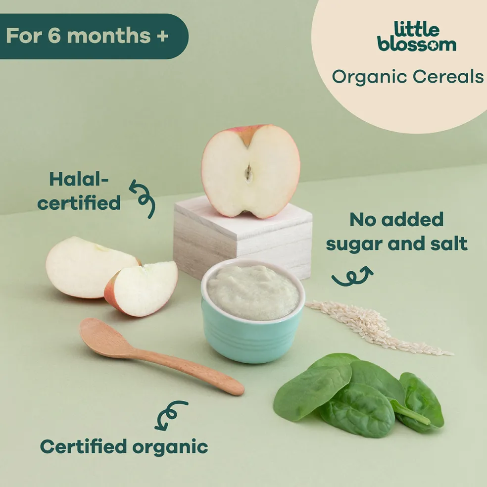 Little Blossom Organic Brown Rice Cereal | Apple & Spinach