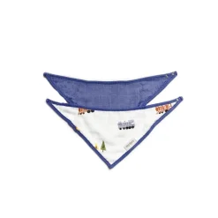 Little Rei Bandana Bib 2 Pc - Blue Train