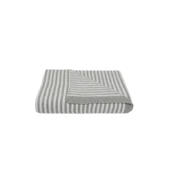 Living Textiles 100% Cotton Knit Stripe Blanket - Grey/white