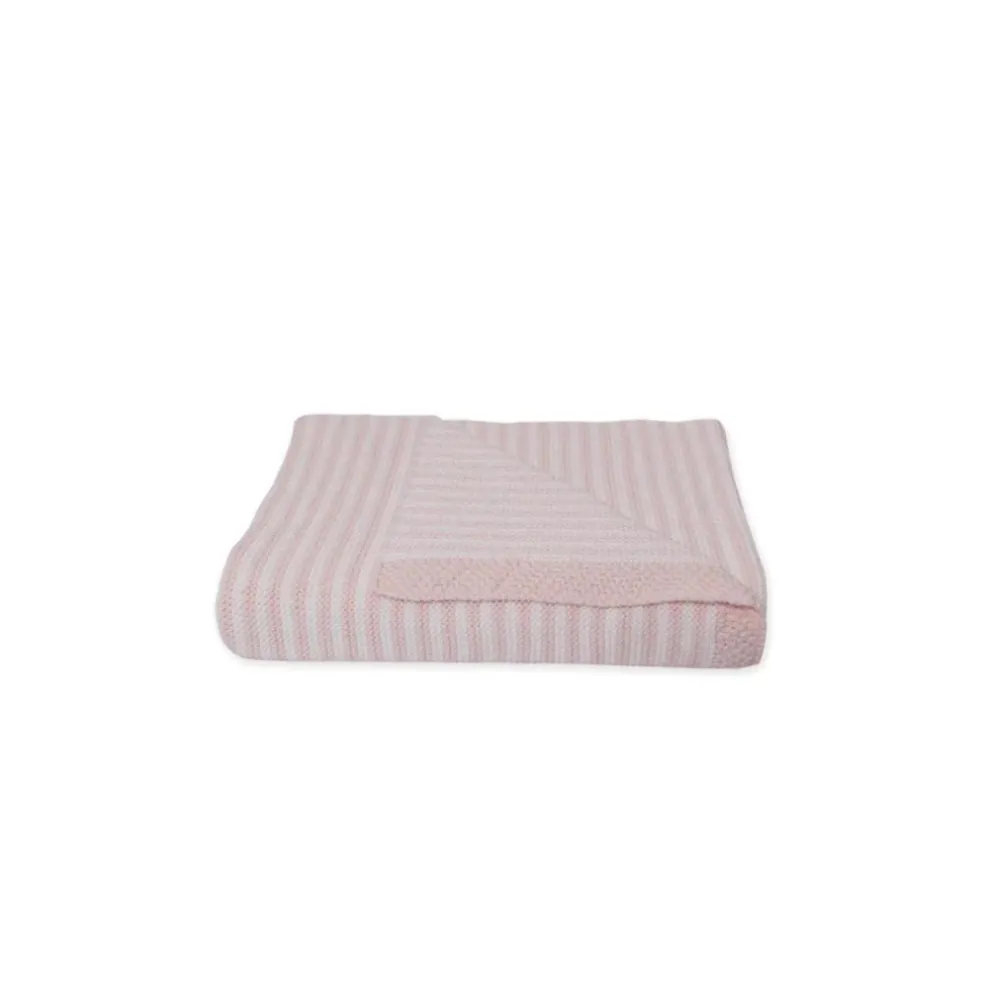 Living Textiles 100% Cotton Knit Stripe Blanket - Pink/white